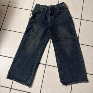 Dazy Wide Leg Jeans Women's Size XL Blue Dark Wash Denim Y2K Baggy Jeans